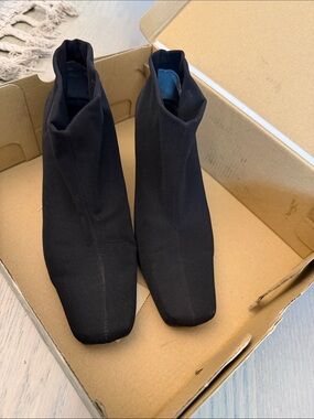 East 5th Black Stretch Fabric Ankle Booties